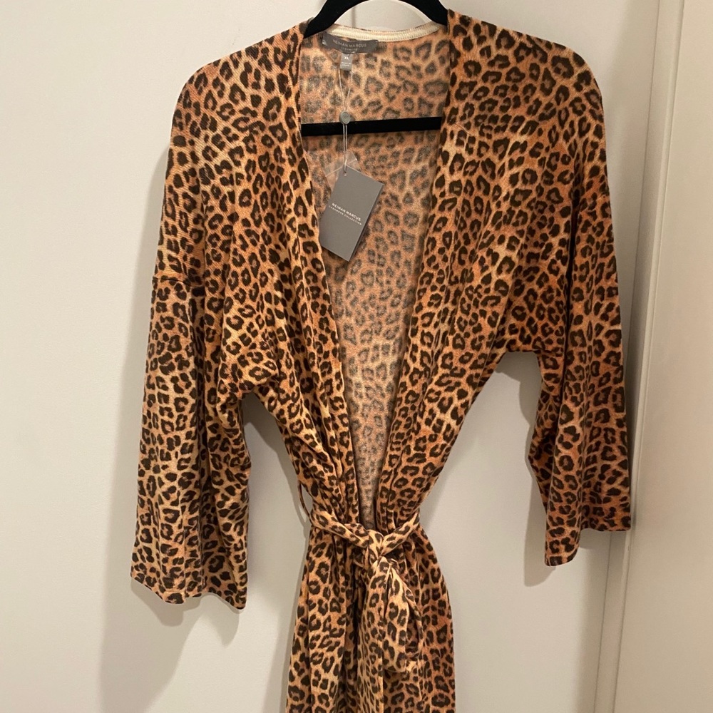 Neiman Marcus Leopard Cashmere Cardigan NWTS Sz XL